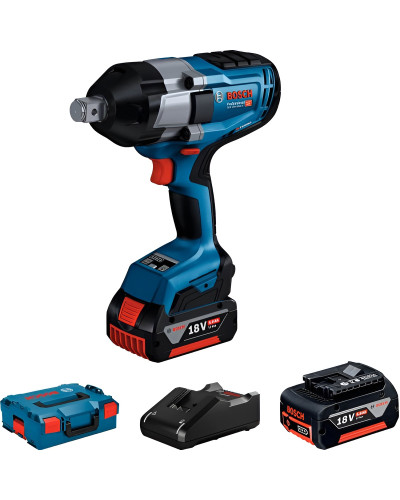 Акумуляторний ударний гайковерт Bosch GDS 18V-1050 H Professional, з 2 акб GBA 18V 5Ah і з/в GAL 18V-40, у кейсі L-Boxx 136