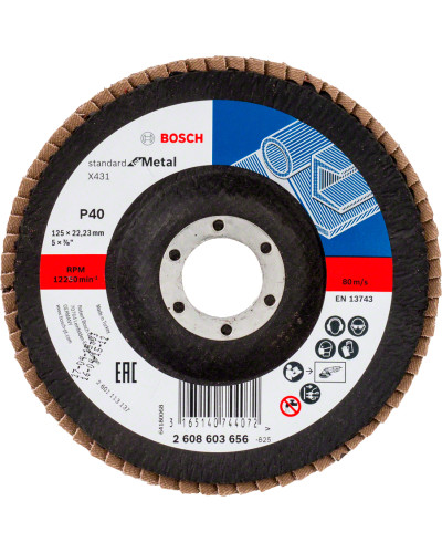 Пелюстковий шліфкруг Bosch Standard for Metal X431 125х22.23 мм зернистість 40
