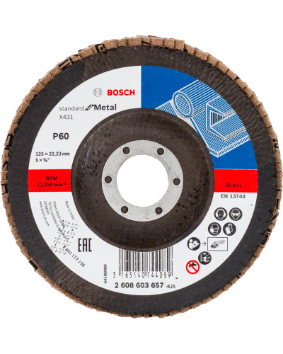 Пелюстковий шліфкруг Bosch Standard for Metal X431 125х22.23 мм зернистість 60