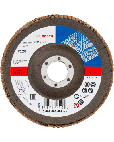 Пелюстковий шліфкруг Bosch Standard for Metal X431 125х22.23 мм зернистість 120