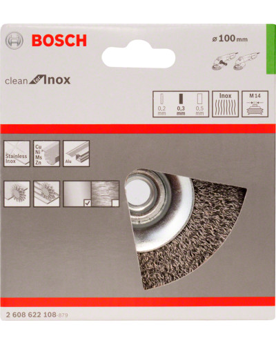 Щітка Bosch 100 мм 0.35 мм M14 нержавіюча