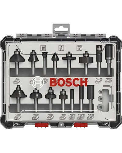 Набор фрез Bosch 6 мм, 15 шт