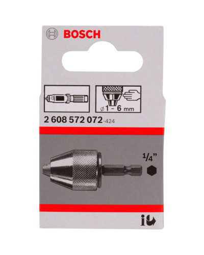Швидкозатискний металевий патрон Bosch 1-6 мм, 1/4 дюйма