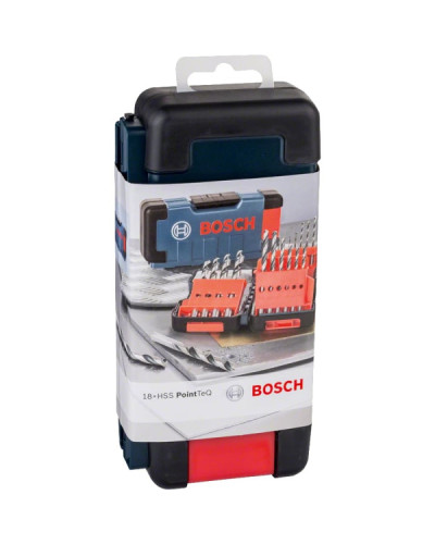 Набір свердел по металу Bosch HSS PointTeQ D1-10 мм в ToughBox, 18 шт