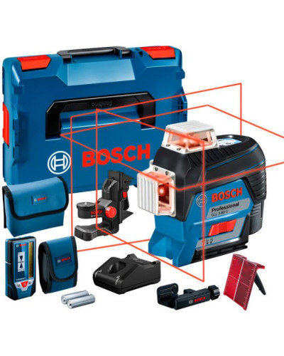 Лінійний лазерний нівелір Bosch GLL 3-80 C Professional з LR 7, BM 1, 1 акб GBA 12V 2.0 Ah, з/у GAL 1230 CV, L-Boxx 136
