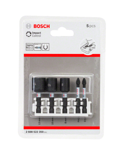Набір ударних біт і торцевих головок Bosch Impact Control, 5 шт