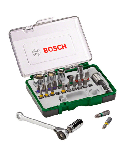 Набір біт і накидних головок Bosch, 27 шт + ключ-тріскачка
