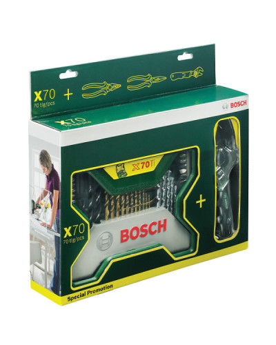 Набір приладдя Bosch X-Line 70 шт + плоскогубці Bosch X-Line 70 шт + плоскогубці