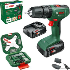 Ударний акумуляторний дриль-шуруповерт Bosch ЕаsyImpact 18V-40 з набором аксесуарів X-line 34 шт, 2 акб 2.0 Ah, з/п AL 18 V-20