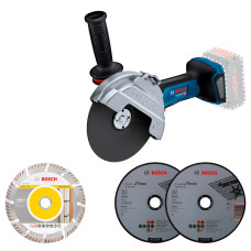 Акумуляторна кутова шліфувальна машина Bosch GWS 18V-180 P Professional, з 3 дисками, без акб та з/п