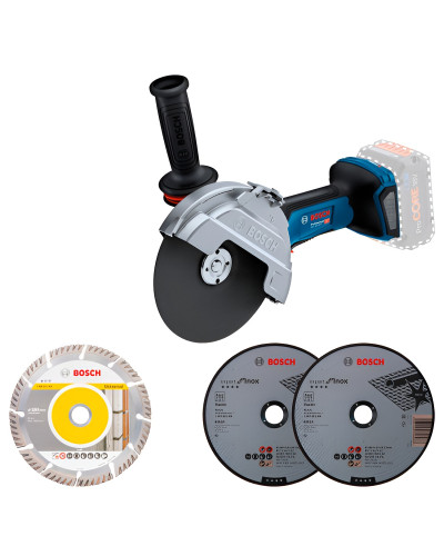 Акумуляторна кутова шліфувальна машина Bosch GWS 18V-180 P Professional, з 3 дисками, без акб та з/п