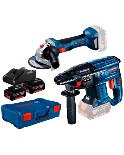 Набір інструментів Bosch болгарка Bosch GWS 180-LI Professional, перфоратор Bosch GBH 180-LI Professional, 2 акб GBA 18V 4.0 Ah, з/п GAL 18V-40, у кейсі