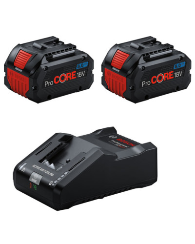 Два акумулятори Bosch ProCORE 18V 8.0Ah, швидкозарядний пристрій GAL18V160