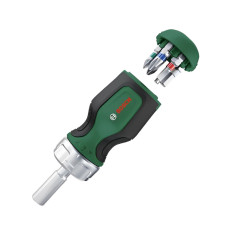 Коротка викрутка Bosch з храповиком та 6-ма бітами