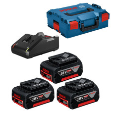 Три акумулятори Bosch GBA 18V 5.0 Ah, зарядний пристрій GAL 18-40 CV, у кейсі L-Boxx