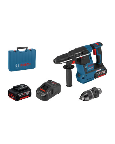 Акумуляторний перфоратор Bosch GBH 18V-26 F Professional, 2 акб 18V 6Ah і з/в GAL 1880 CV, у кейсі + швидкозатискний патрон