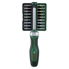 Викрутка Bosch з храповиком і 18-ма бітами