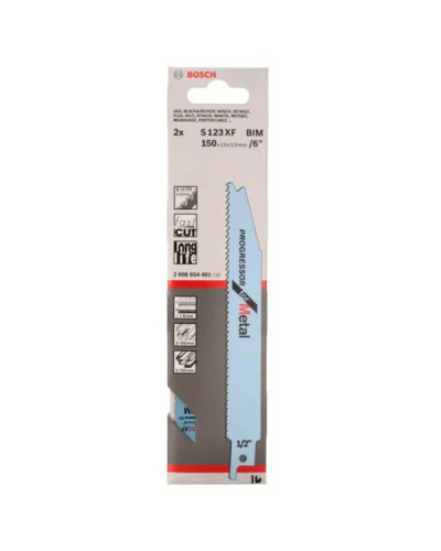 Пиляльне полотно Bosch S 123 XF, 8-14 TPI, 2 шт