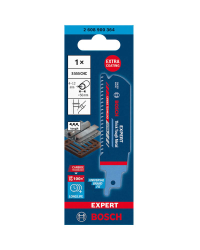 Пиляльне полотно Bosch Expert Thick Tough Metal S555CHC, 8 TPI, 100 мм, 1 шт