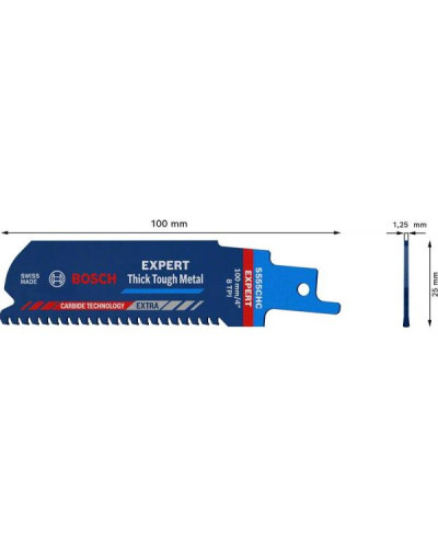 Пиляльне полотно Bosch Expert Thick Tough Metal S555CHC, 8 TPI, 100 мм, 1 шт