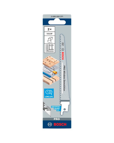 Пиляльне полотно Bosch PRO Window Demolition S611DF, 1.25x19x150 мм, 2 шт