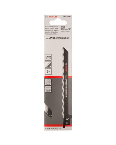 Пиляльне полотно Bosch S 713 AW 150х19х1 мм, 2 шт