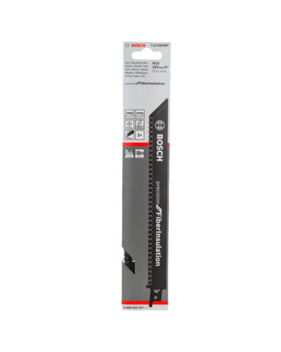 Пиляльне полотно Bosch S 1113 AWP Precision for Fibre Insulation 225х22х1.5 мм, 2 шт