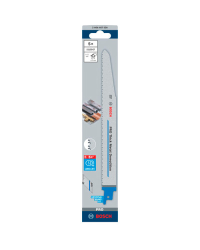 Пиляльне полотно Bosch PRO Thick Metal Demolition S1130CF Blade, 1.6x22x225 мм, 5 ш