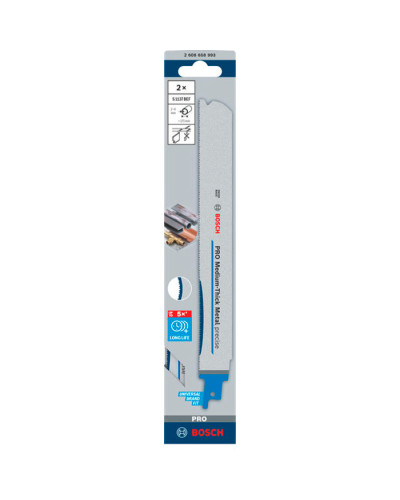 Пиляльне полотно Bosch PRO Medium-Thick Metal precise S 1137 BEF, 1.1x25x225 мм, 2 шт