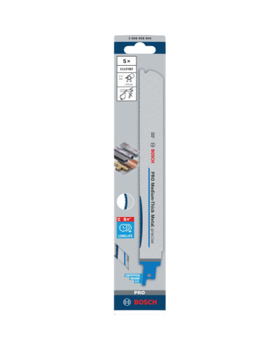 Пиляльне полотно Bosch PRO Medium-Thick Metal precise S 1137 BEF, 1.1x25x225 мм, 5 шт