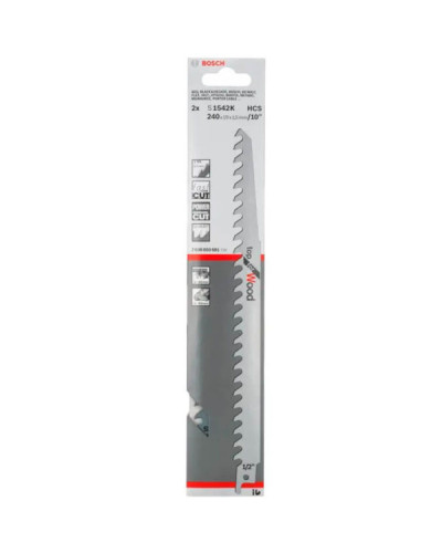 Пиляльне полотно Bosch S 1542 K, 3 TPI, 2 шт