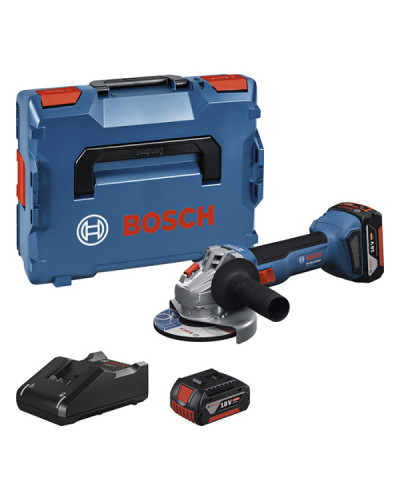 Акумуляторна кутова шліфмашина Bosch GWS 18V-8 Professional, 2 акб GBA 18V 5.0Ah та  з/п GAL 18V-40 у L-BOXX 136