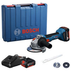 Акумуляторна кутова шліфмашина Bosch GWS 18V-8 Professional, 2 акб GBA 18V 4.0Ah та  з/п GAL 18V-40 у кейсі