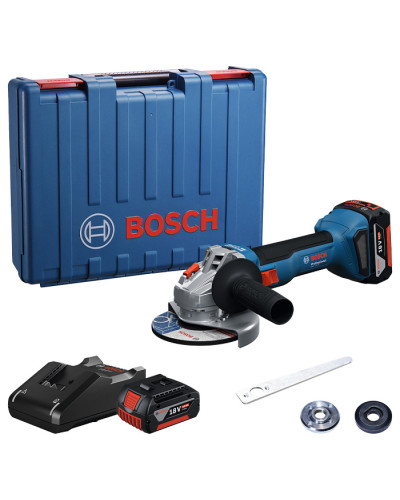 Акумуляторна кутова шліфмашина Bosch GWS 18V-8 Professional, 2 акб GBA 18V 4.0Ah та  з/п GAL 18V-40 у кейсі