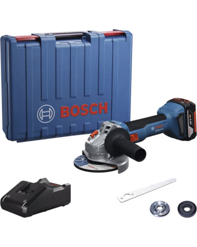 Акумуляторна кутова шліфмашина Bosch GWS 18V-8 Professional, 1 акб GBA 18V 4.0Ah та  з/п GAL 18V-40 у кейсі