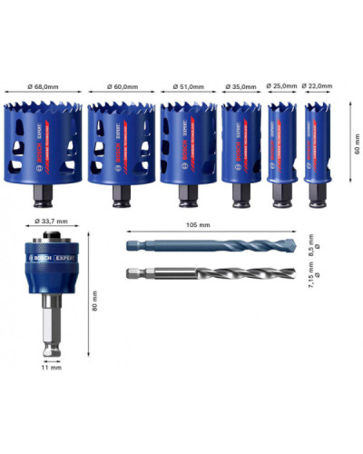 Набор коронок Bosch Expert Tough Material 22-68 мм, 9 шт