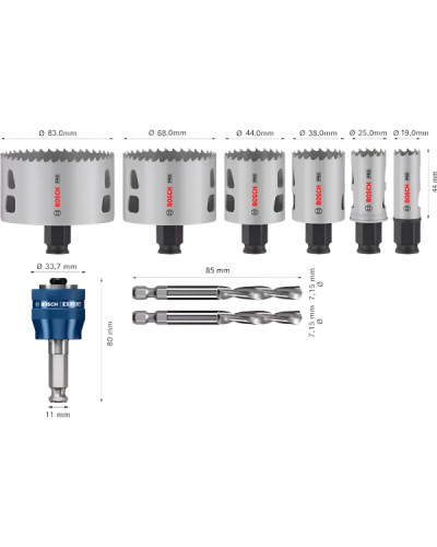 Набор коронок Bosch PRO Multi Material PC Plus, 9 шт