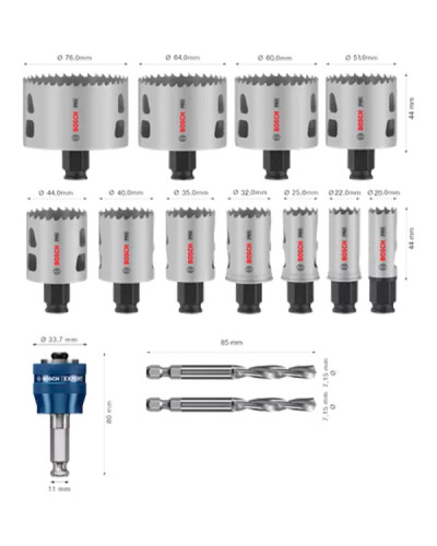 Набор коронок Bosch PRO Multi Material PC Plus Hole Saw Set, 14 шт