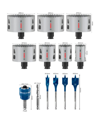 Набор коронок Bosch PRO Multi Material PC Plus 32-86 мм, 11 шт