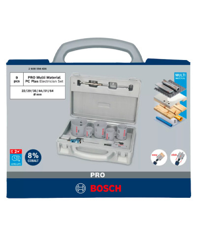 Набор коронок Bosch PRO Multi Material PC Plus 22-64 мм, 9 шт