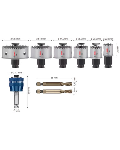Набор коронок Bosch PRO Sheet Metal PC Plus 22-64 мм, 9 шт