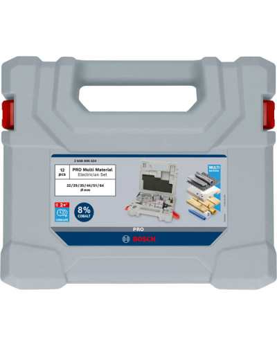Набор коронок  Bosch PRO Multi Material 22-64 мм, 12 шт