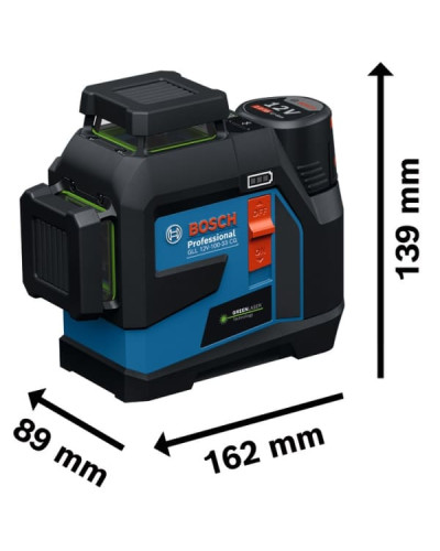 Лінійний лазерний нівелір Bosch GLL 12V-100-33 CG Professional з адаптером батарейок AA1, чохлом, мішенню і тримачем LB 10