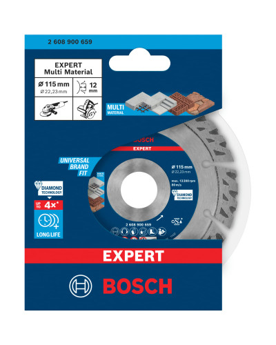 Алмазний диск Bosch Expert MultiMaterial 115x22.23х2.2x12 мм