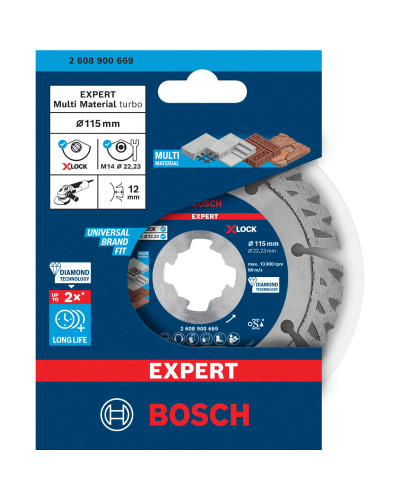 Алмазний диск Bosch Expert MultiMaterial X-Lock 115x22.23х2.4x12 мм