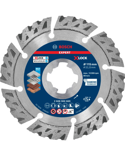Алмазний диск Bosch Expert MultiMaterial X-Lock 115x22.23х2.4x12 мм