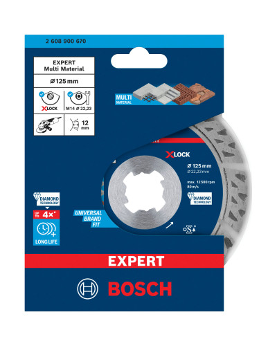 Алмазний диск Bosch Expert MultiMaterial X-Lock 125x22.23х2.4x12 мм