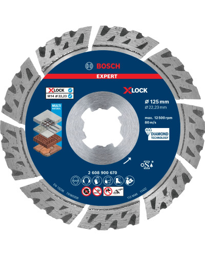 Алмазний диск Bosch Expert MultiMaterial X-Lock 125x22.23х2.4x12 мм