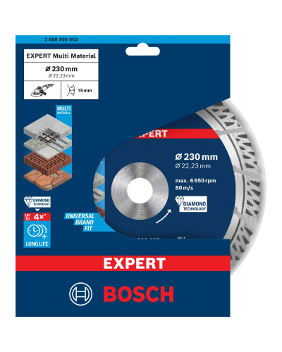 Алмазный диск Bosch Expert MultiMaterial 230x22.23х2.4x15 мм