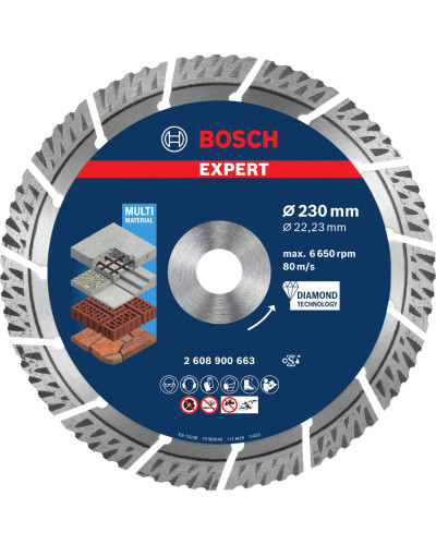 Алмазный диск Bosch Expert MultiMaterial 230x22.23х2.4x15 мм